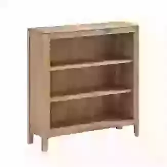 Low Wide Oak Finish Bookcase 